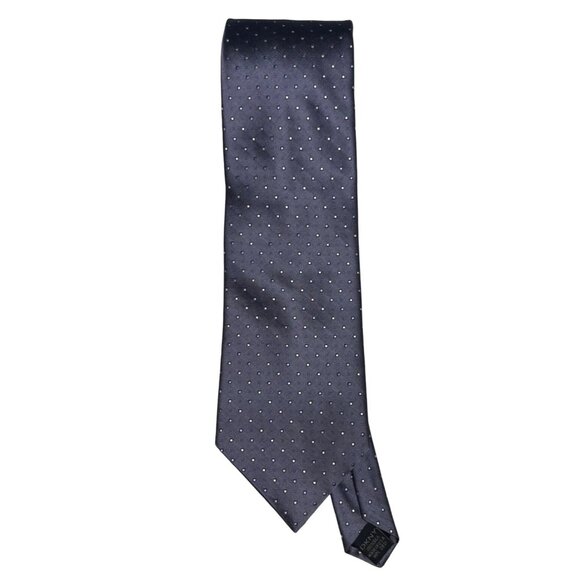 DKNY Mens Silk Tie Gray With Polka Dot Designer Formal Wear Elegant Necktie - Picture 2 of 8
